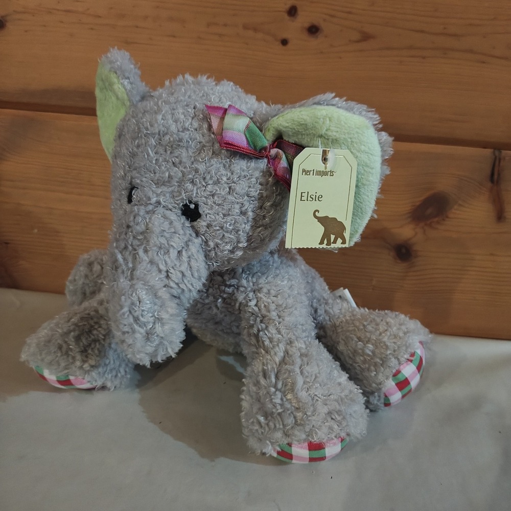 Pier 1 imports Elsie plush grey elephant with tags E3
